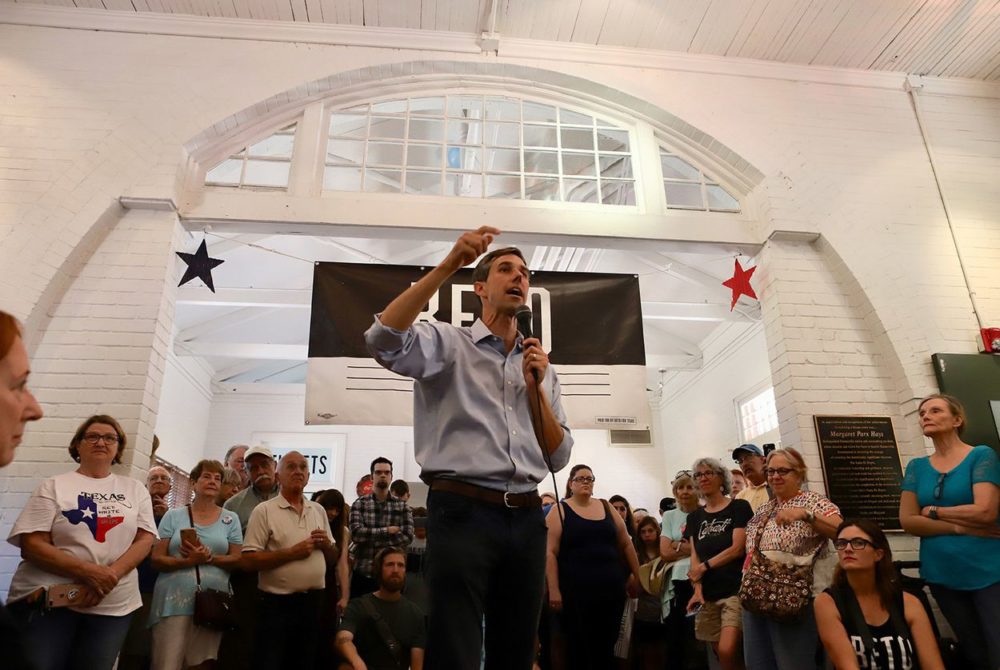 U.S. Rep. Beto O’Rourke, D-El Paso, speaks to his Gainesville supporters at the Historic Santa Fe Train Depot in Cooke County on June 9, 2018.  
