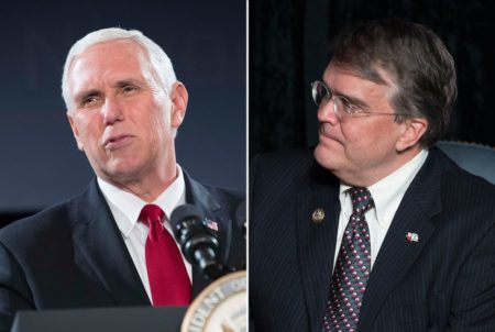 Vice President Mike Pence (left) and U.S. Rep. John Culberson, R-Houston.