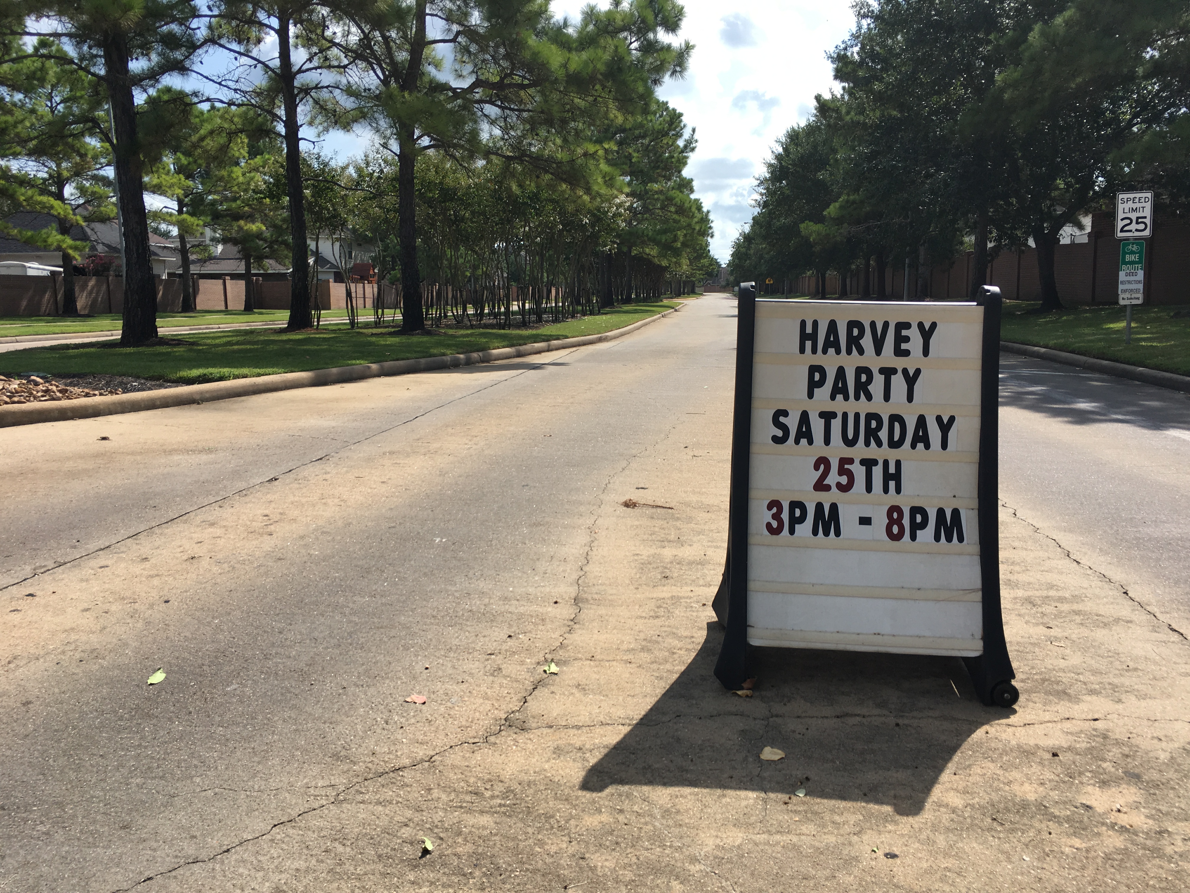 A neighborhood near the Barker Reservoir planned a party for the 1st anniversary of Hurricane Harvey hitting the Texas coast.