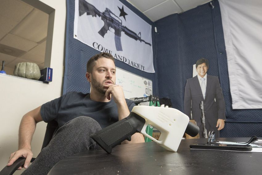 Cody Wilson, whose Defense Distributed is selling blueprints for 3D-printed guns, in his company's Austin headquarters.  