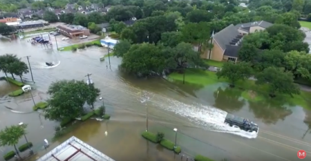 Overhead shot of Harvey's flooding from Metro YouTube spot