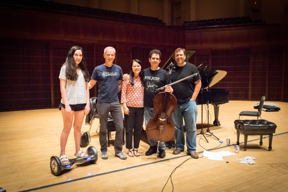 L-R: Calista Smith (Brinton & Evelyn's daughter and page turner), Christopher French (Houston Symphony Associate Principal Cellist), Evelyn Chen, Brinton Averil Smith, and Brad Sayles