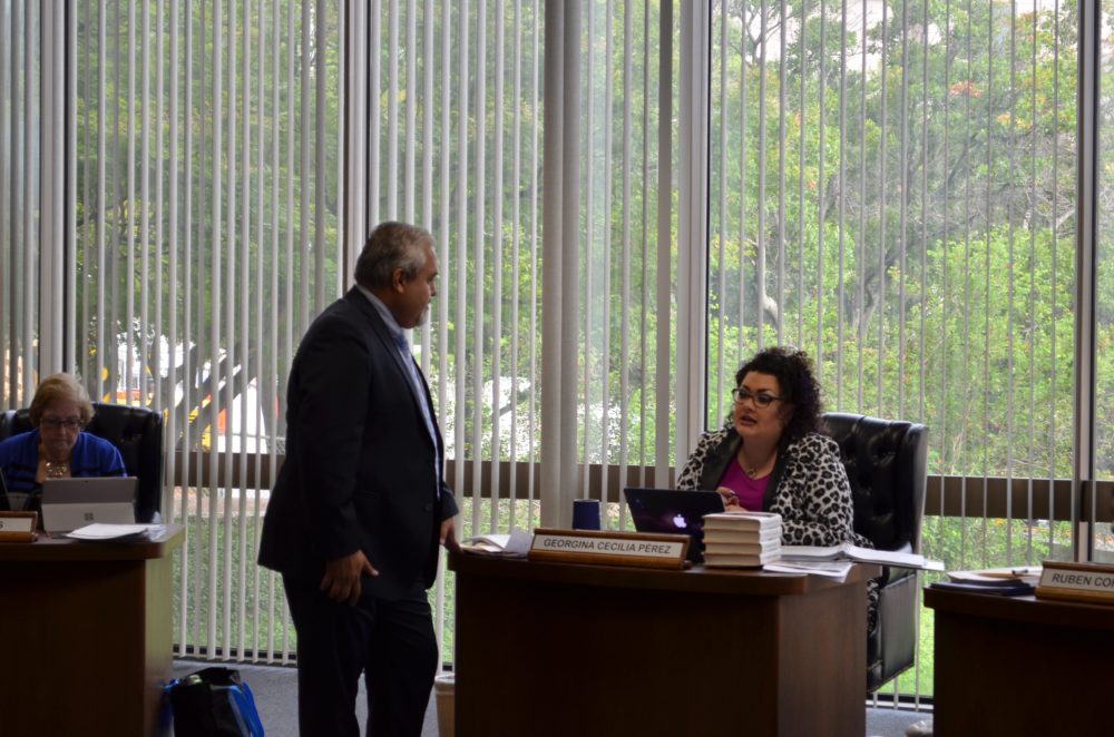 State Board of Education members Ruben Cortez, Jr. D-Brownsville (left) and Georgina Pérez (D-El Paso) have been very involved in establishing the Mexican American Studies course.