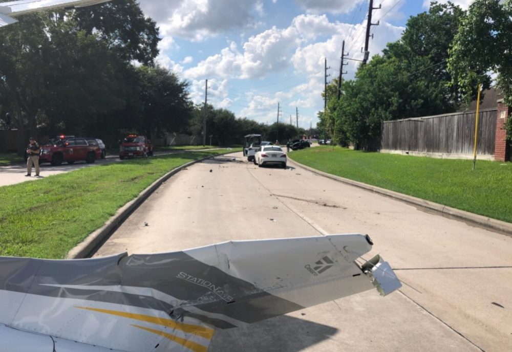 A small plane operated by the Drug Enforcement Administration (DEA) crashed on a street in the Sugar Land area Wednesday afternoon.