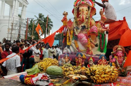 In Hinduism, Ganesh Chaturthi --or Ganesha Chaturthi-- is an aspect of the divine depicted with the head of an elephant.