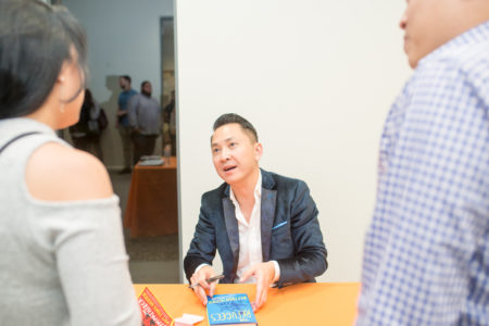 Pulitzer Prize-winning author Viet Thanh Nguyen signs books following his Inprint reading on Nov. 13, 2017, at Rice University's Stude Concert Hall.
