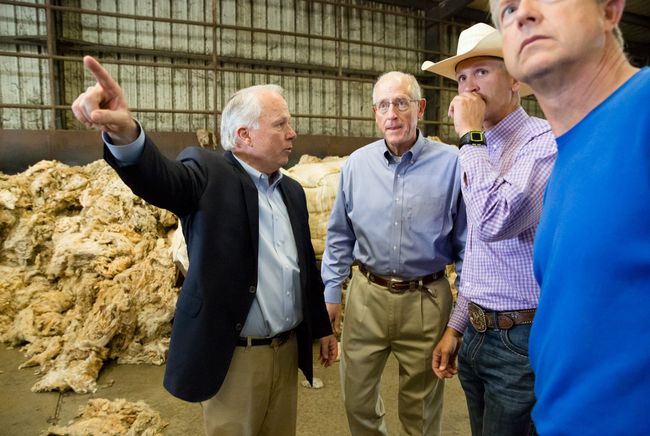 U.S. Rep. Mike Conaway, R-Midland, and other members of the House Committee on Agriculture visit a wool processing fiber mill in San Angelo, Texas, on July 31, 2017.