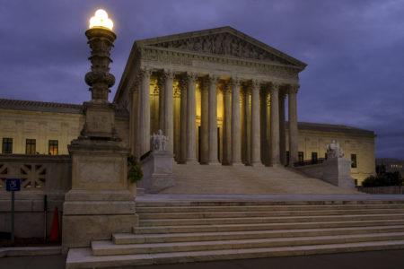 The U. S. Supreme Court building stands quietly before dawn in Washington, Friday, Oct. 5, 2018. The U.S. Senate will start the process of voting on Brett Kavanaugh's confirmation as a Supreme Court Associate Justice today. (AP Photo/J. David Ake)