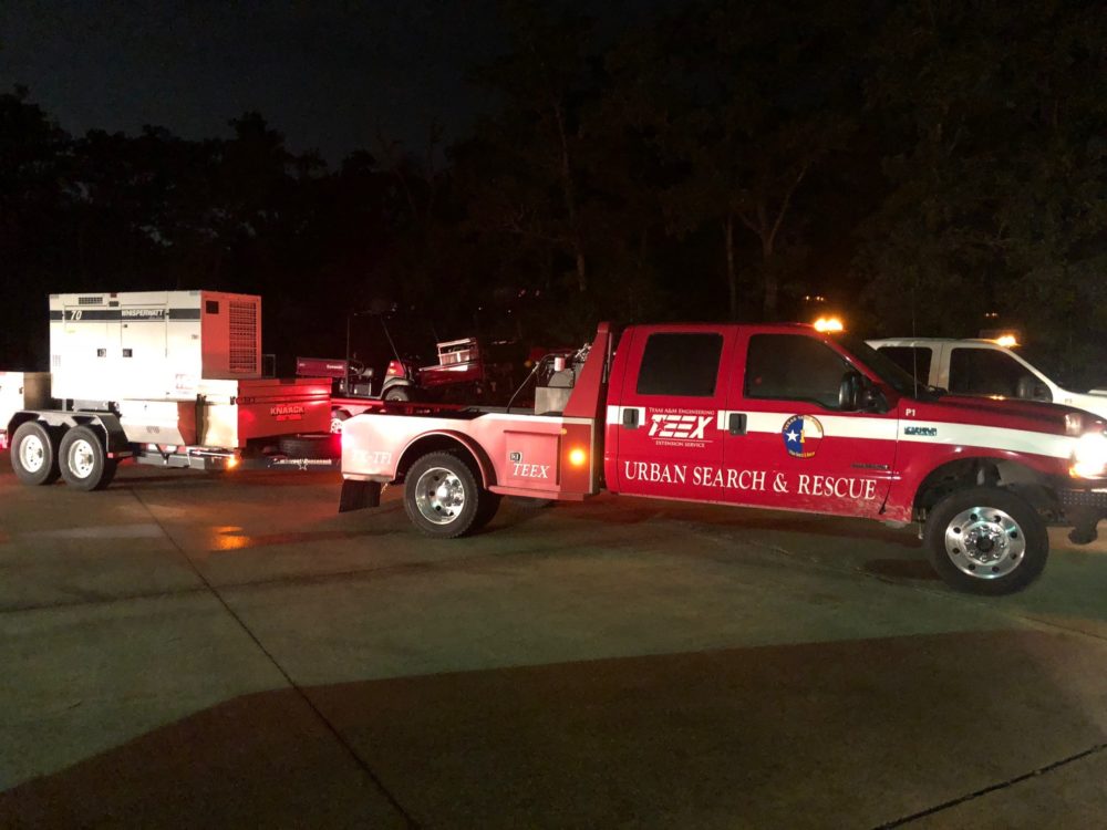 Vehicles are loaded, fueled, and staged to deploy TX-TF1 to Florida in response to Hurricane Michael on October 8, 2018.
