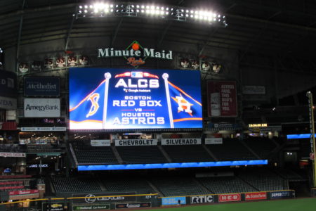 The Astros are hosting the Boston Red Sox tonight in Game 4 of their American League championship series.