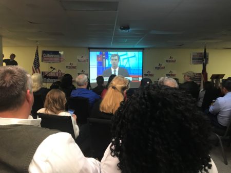 Harris County Republicans gather at a debate watch party in Houston to watch Senator Ted Cruz and Congressman Beto O'Rourke spar over immigration, other issues