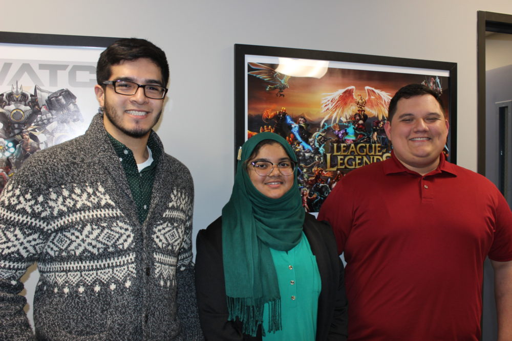 UH-D students Ignasio Hernandez, Eashrak Zubair and Richard Rodriguez were part of a group of students who helped envision the new esports center, down to the clutch gaming chairs.