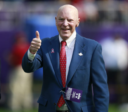 Houston Texans Robert C. McNair, founder, chairman and CEO walks off the field before an NFL football game between the Houston Texans and the Minnesota Vikings Sunday, Oct. 9, 2016, in Minneapolis.