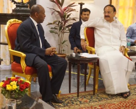 Houston Mayor Sylvester Turner meets in Mumbai with India Vice President Shri M. Venkaiah Naidu.
