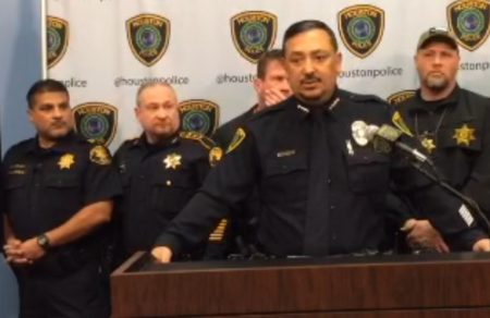 Houston Police Chief Art Acevedo briefs local media about a multi-agency regional operation conducted fron November 5 to November 18, 2018, that focused on arresting people who had violated the terms of their paroles.
