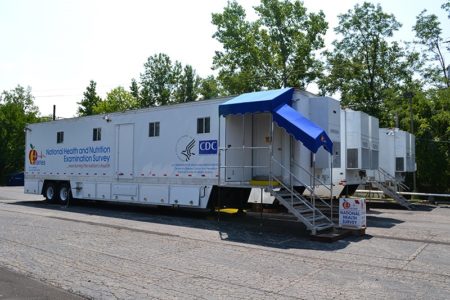 The physical examinations that are part of the survey take place in mobile examination centers.