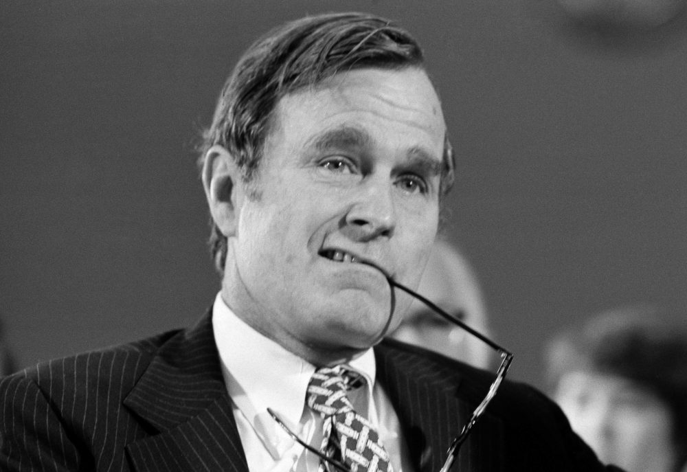 Republican Party chairman George Bush calls a meeting of the Republican National Committee in Washington, April 26, 1973. He said he is still confident that President Nixon was not involved in any of the Watergate scandals. Bush said, "if I did not have confidence that President Nixon is telling the truth on Watergate, I would not stand here in this posture."