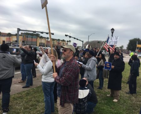 Federal workers protested the partial shutdown of the federal government on January 15, 2019, at Houston's Johnson Space Center.
