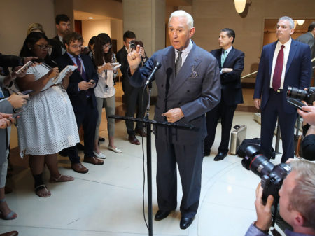 Republican political operative Roger Stone, seen here in a photo from 2017, was charged in connection with the Russian attack on the 2016 election.