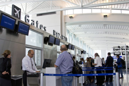This file photo shows Terminal B at Houston's Bush Intercontinental Airport.