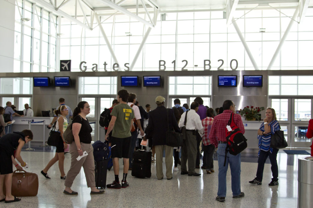 This file photo shows Terminal B at Houston's Bush Intercontinental Airport.