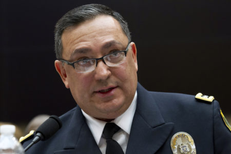 Houston Police Department chief Art Acevedo testifies before the House Judiciary Committee hearing on gun violence, at Capitol Hill in Washington, Wednesday, Feb. 6, 2019. (AP Photo/Jose Luis Magana)