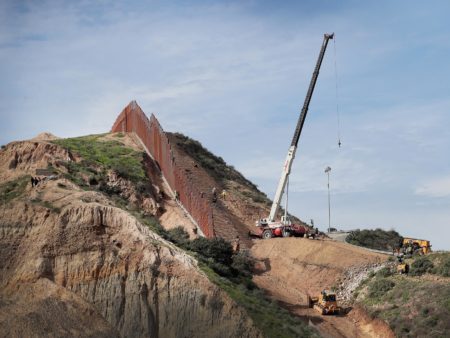 A section of border wall is constructed on the U.S. side of the border on Jan. 28 in Tijuana, Mexico. Congress and President Trump continue to spar over how much additional border security funding will be allotted.