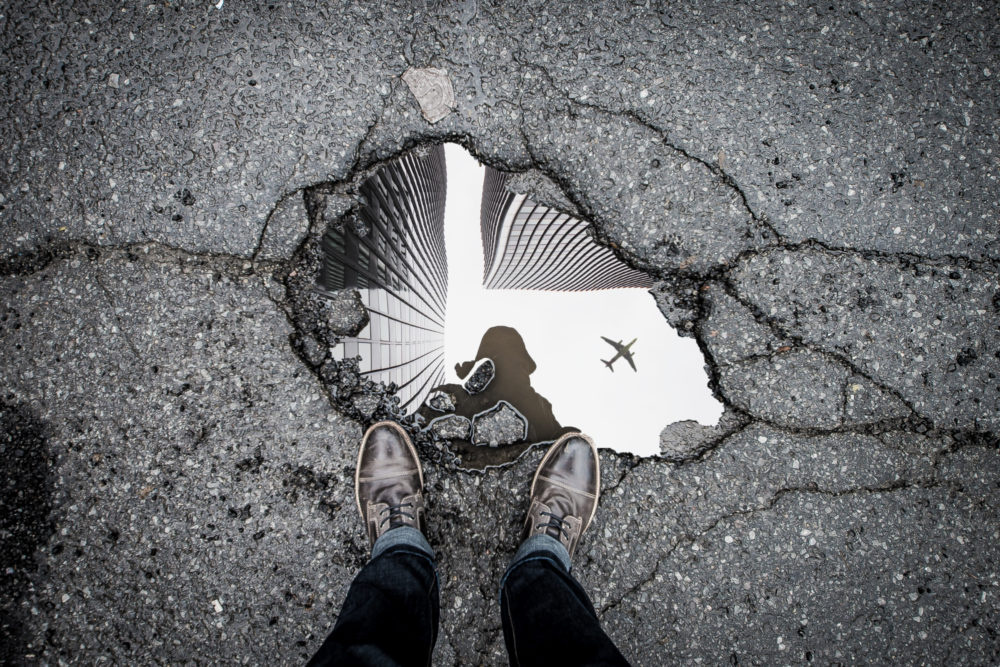 reflection in a pothole
