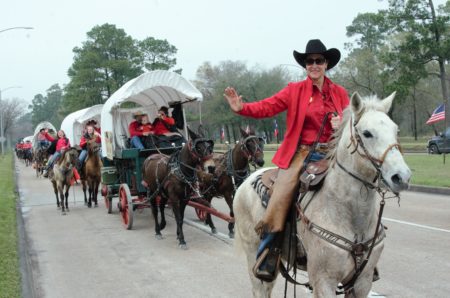This year's Sam Houston Trail Ride included 10 wagons and over 100 people.