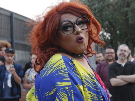 A performer who goes by Beatrix Lestrange organized and hosted the No Border Wall Protest Drag Show in Brownsville, Texas.