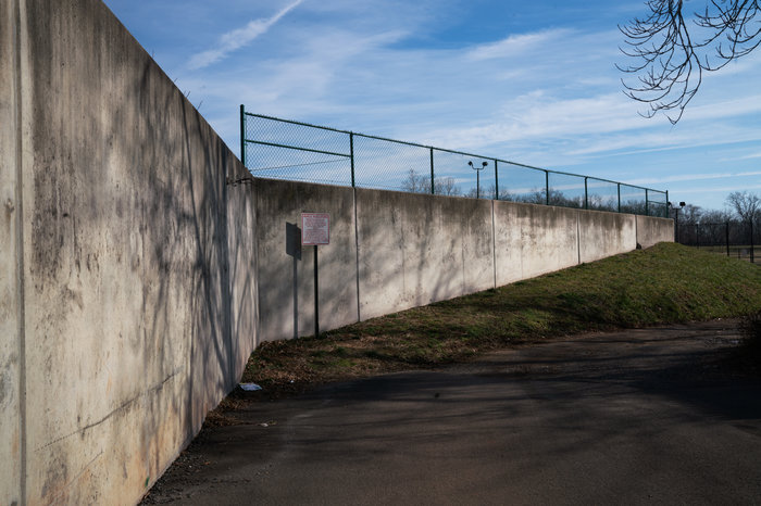 One part of the flood wall that connects to a closure gate on East Street in Bound Brook that keeps floodwaters out of downtown.