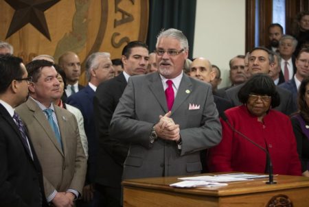 State Rep. Dan Huberty, R-Houston, and other House members held a press conference last spring to announce their school finance bill.