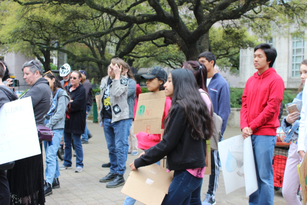 Students rallied outside of Houston City Hall.