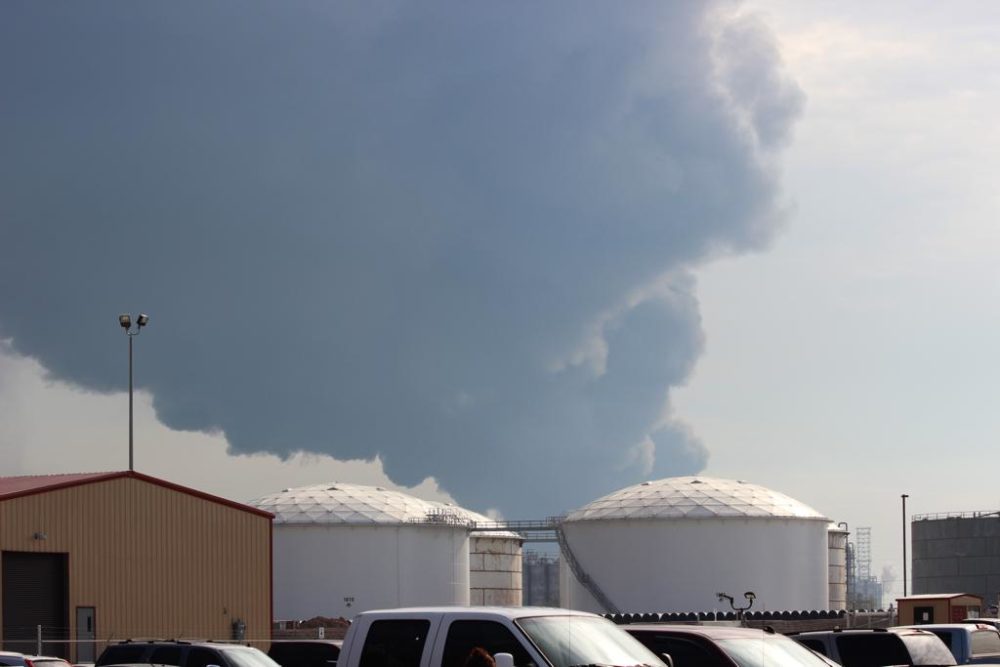 The smoke plume caused by the fire photographed from ITC's facility in Pasadena.
