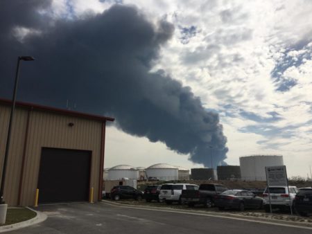 The fire has caused a massive smoke cloud that can be seen from the ITC facility in Pasadena.