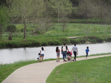 Walkers on the trail at Mason Park