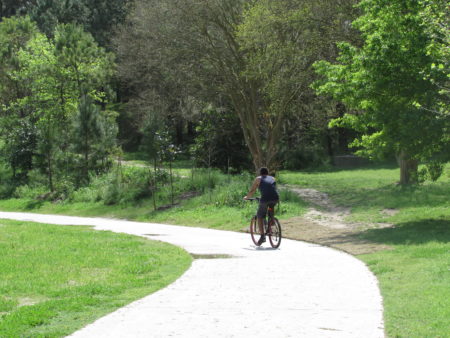 Cyclist on the trail at Mason Park