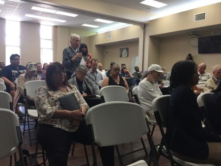 Current and former residents of the 2100 Memorial senior living facility addressed the Houston Housing Authority about their plans to tear down the apartment building.