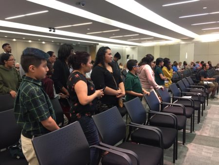Several dozen parents and students celebrated when the HISD board decided to renew the contracts with their charter schools.