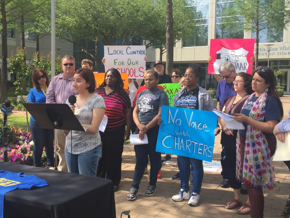 A coalition of parents, teachers, librarians and advocates said that they prefer to keep local control of schools instead of the state taking over HISD.
