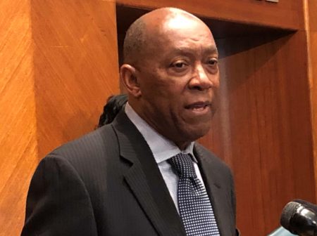Houston Mayor Sylvester Turner holds a media availability on April 17, 2019, after the weekly Council meeting.