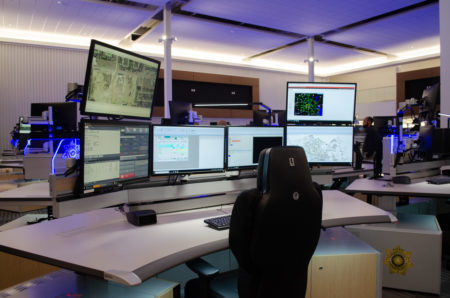 The new center has 72 consoles for operators, each displaying a variety of information.