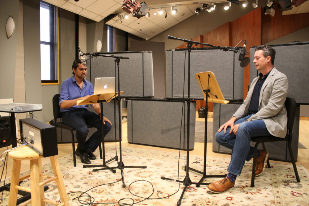 Jay Aiyer (left) and Brandon Rottinghaus (right) moments before the Party Politics podcast recorded on May 16, 2019.