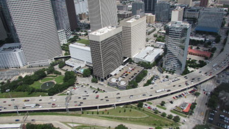 Aerial view of downtown Houston.