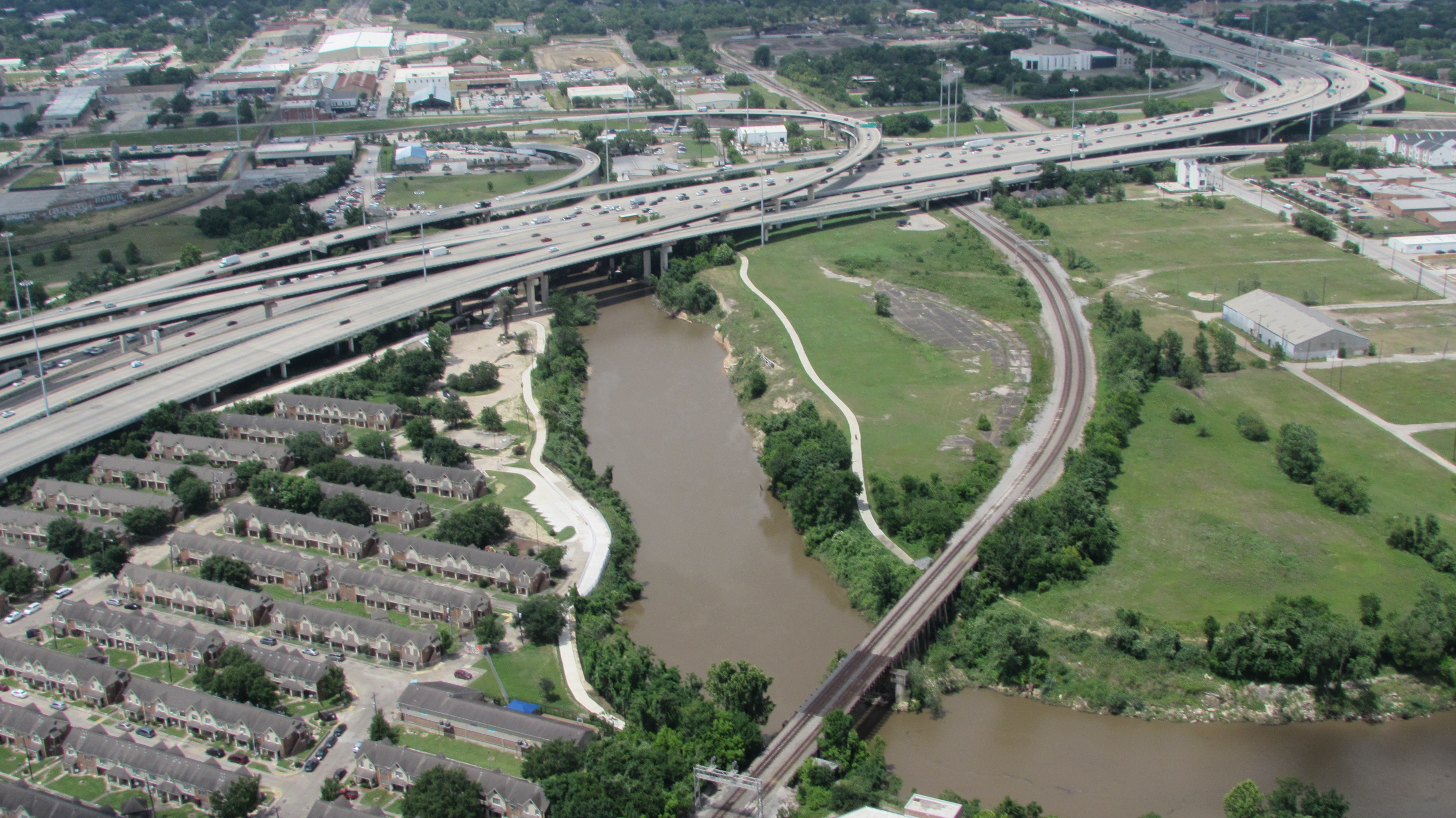 Minute Maid Park Aerial View Next To Interstate Highway 69 In