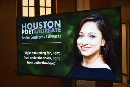 Leslie Contreras Schwartz was honored as Houston Poet Laureate at a public reception on May 20, 2019 at the Julia Ideson Building, Houston Public Library.