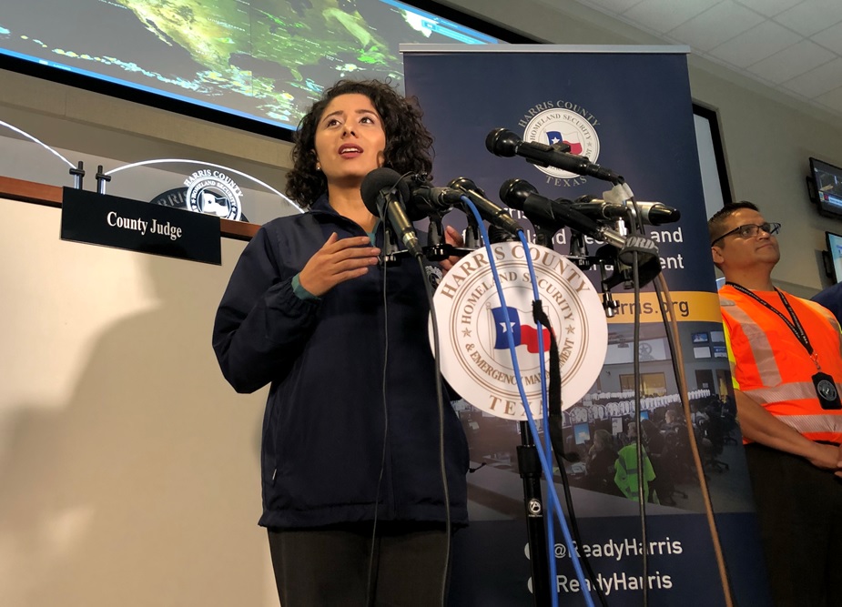Harris County Judge Lina Hidalgo urged residents to be vigilant and prepared during the 2019 hurricane season at a news conference held in Houston on May 31, 2019.