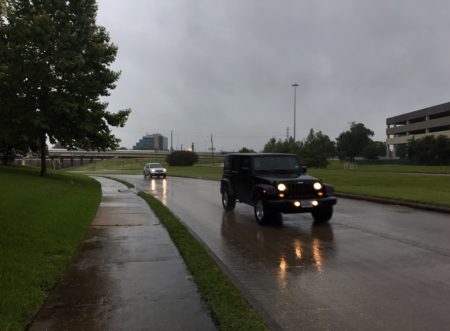 Houston motorists were driving in the rain on Wednesday, June 5, 2019 on Elgin Street, in the University of Houston main campus.