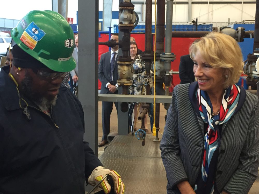 U.S. Education Secretary Betsy DeVos toured an apprenticeship program in Baytown that has trained workers in an earn-while-you-learn program for over a decade.