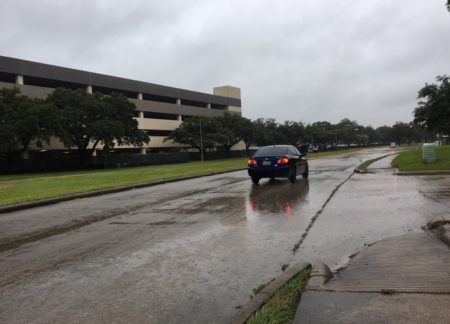 Houston motorists were driving in the rain on Wednesday, June 5, 2019, on Elgin Street, at the University of Houston main campus.